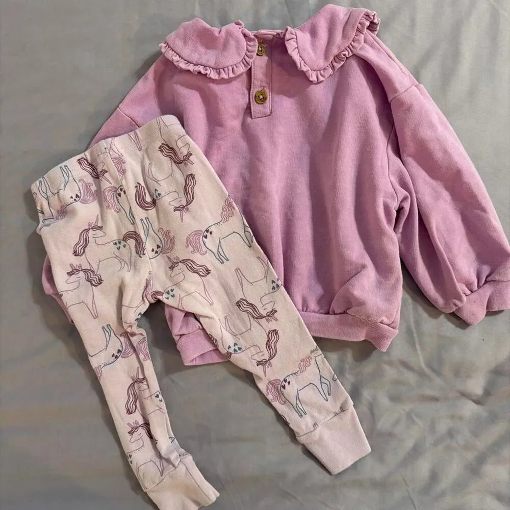 Cat-jack Baby Girls Purple and Pink outfit- Size 12 months